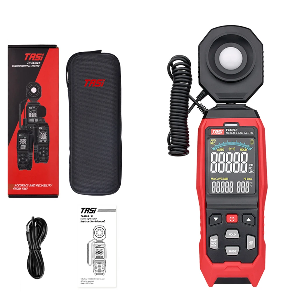 Imagem -05 - Tasi Ta632a b Medidor de Luz Digital Fotografia Luxmeter Sonda Destacável Iluminômetro Lux fc Fotômetro Enviromental Tester