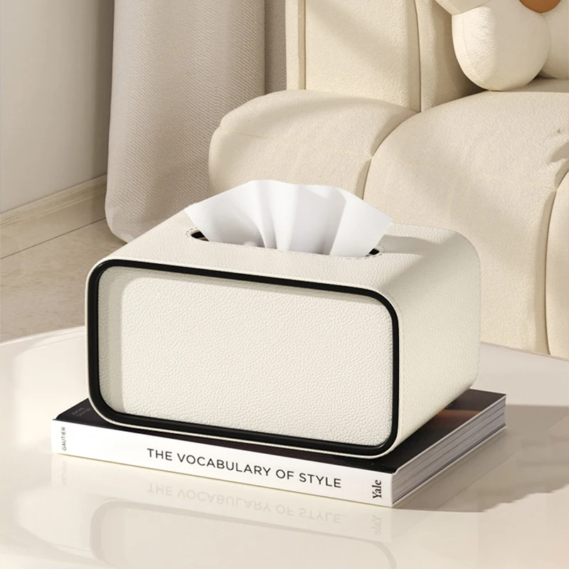 

Leather Tissue Box Oval Napkin Holder Faux Leather Home Decoration for Living Room Bedroom Luxury Desktop Organizer Storage Box