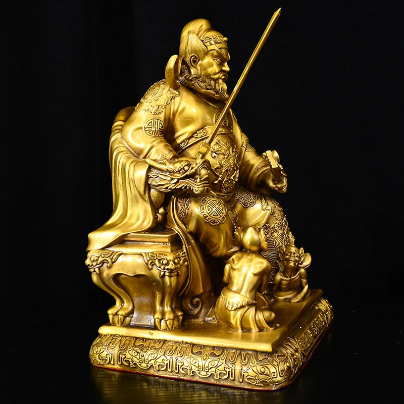 Exquisite brass sword wielding Tianshi Zhong Kui deity statue ornament home auspicious decoration handicraft