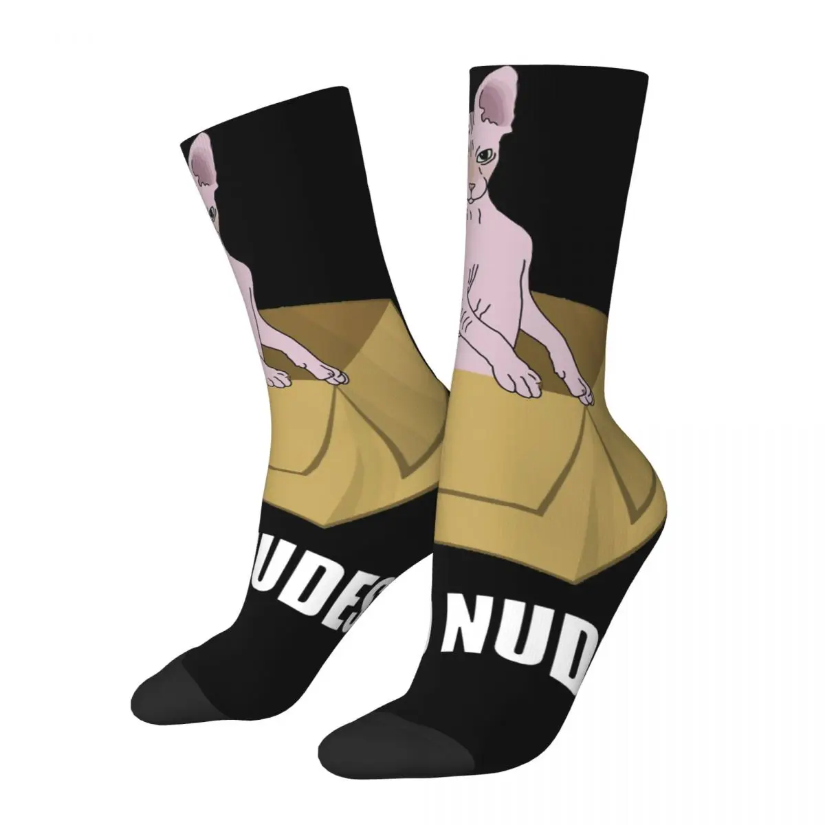 Hip Hop Vintage Send Nudes Crazy Men's compression Socks Unisex Sphynx Hairless Cat Cute Street Style Seamless Printed Crew Sock