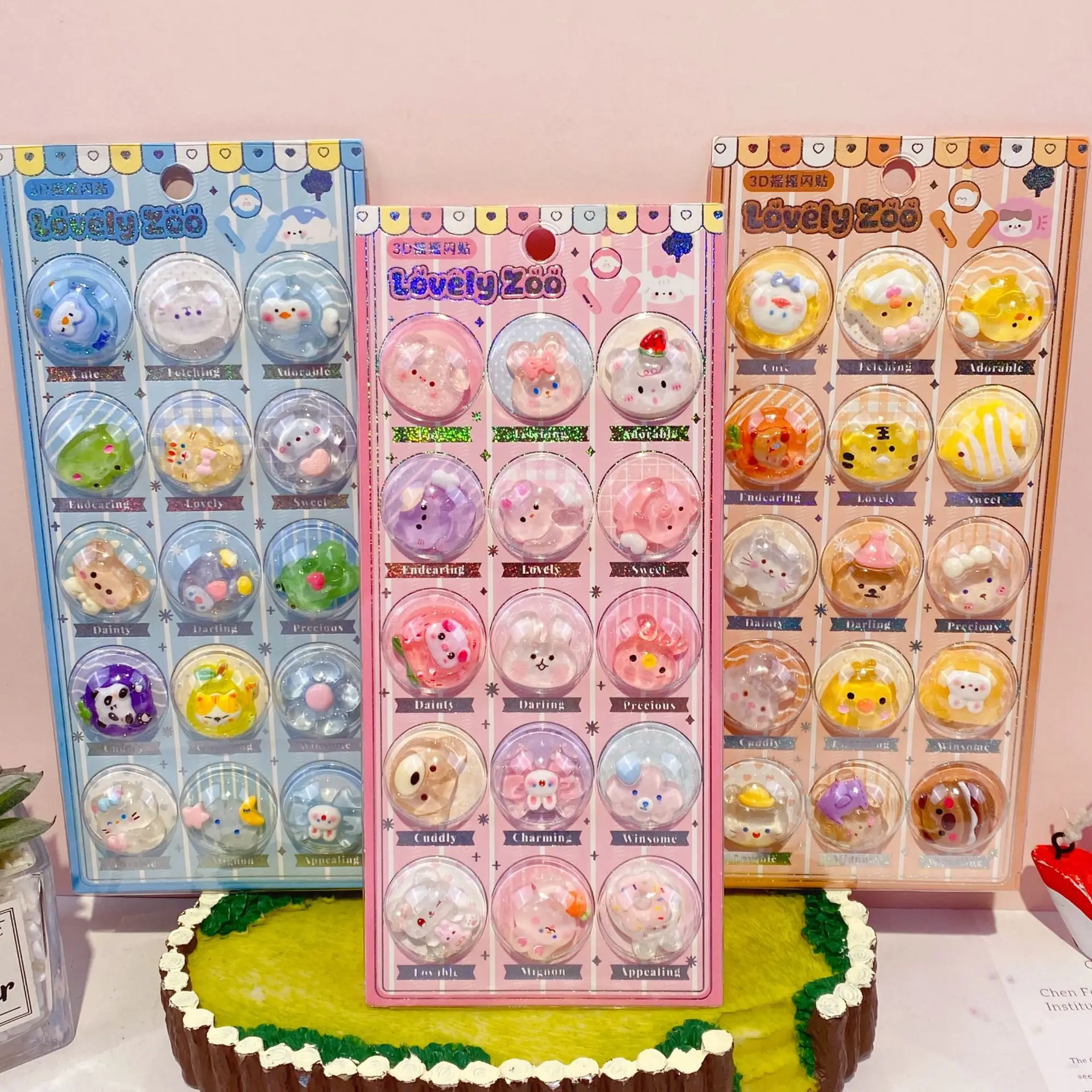 

2026new Shake Flash Sticker 3D 3D 3D Relief Sticker Candy Crystal Sticker Children's Toy Decorative Sticker Reward Gift