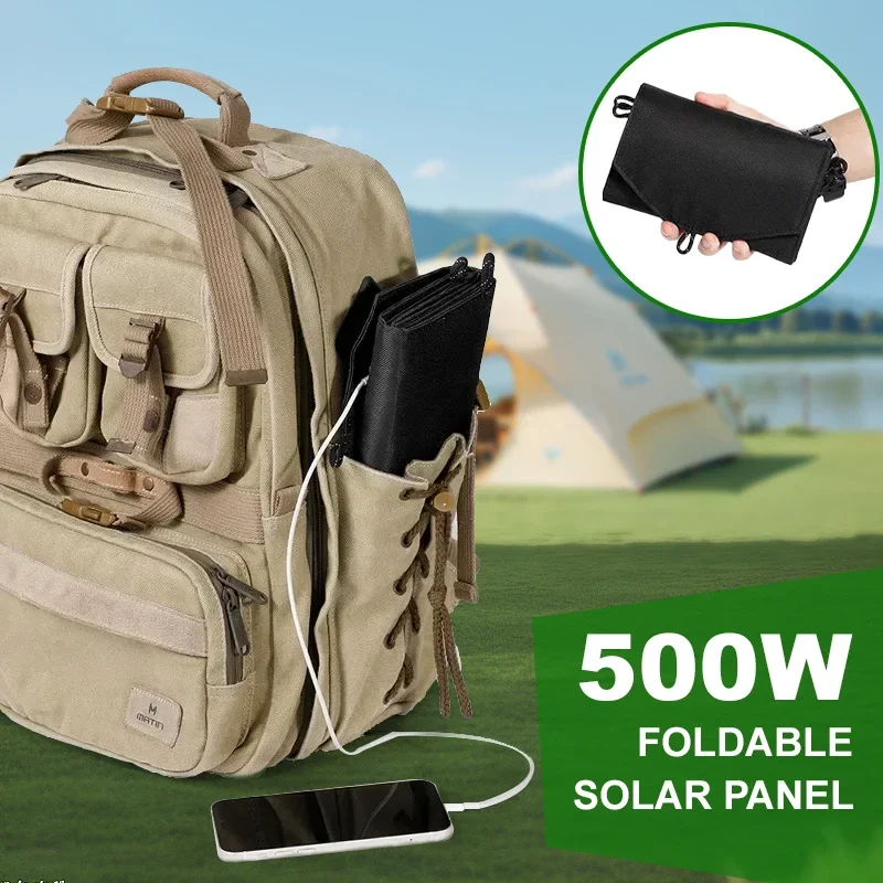 Solar Cell 500W Photovoltaic Panels USB Charger System Battery V 5V Portable Flexible Foldable Energy Power Sunpower Camping Set