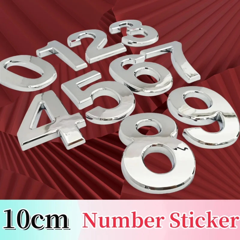 10cm Silver color ABS Plastic Plaque House Door Number Hotel Door Address Digits Sticker Plate Sign Door Plate 0123456789