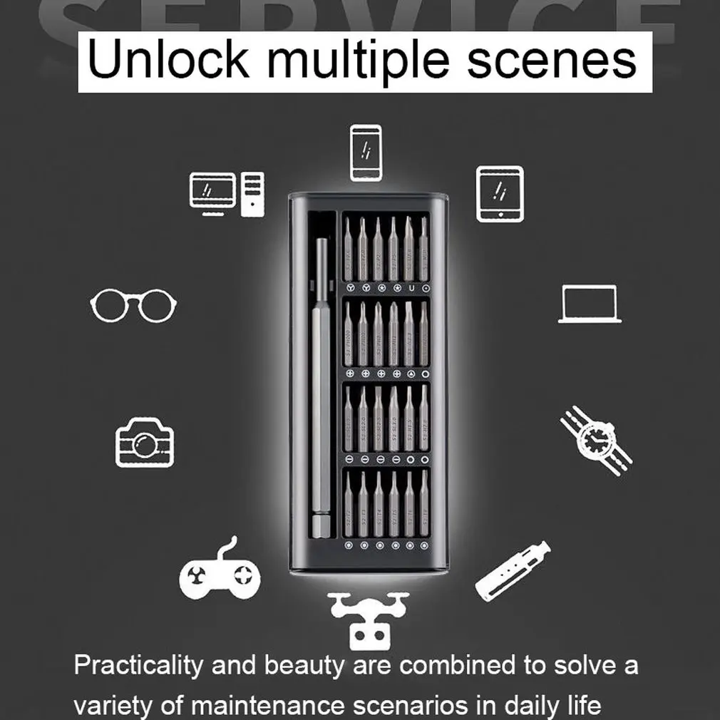 screwdriver Set Daily Use Screw Kit 25 Precision Magnetic Bits Alluminum Box Screw Driver smart home Kit Screw Driver Set