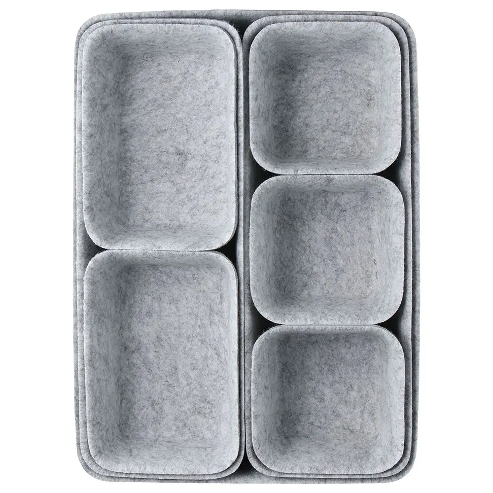 8Pcs Portable Felt Sundries Sorting Box Grey Storage Box Storage Organizer Home