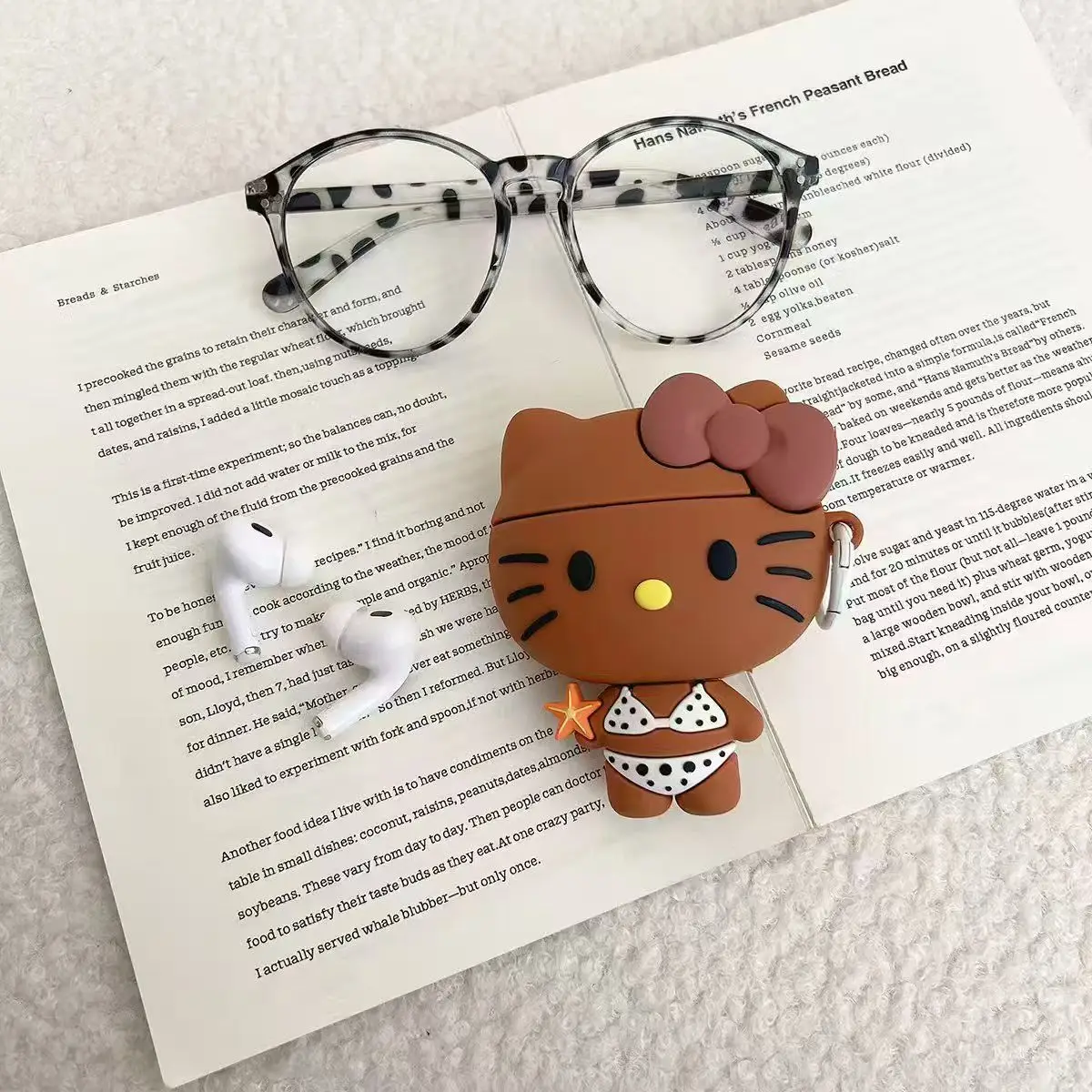 MINISO ملابس السباحة السوداء كيتي AirPods Pro 3 حافظة أبل 1/2 Gen سماعة لاسلكية تعمل بالبلوتوث غطاء سماعة أذن 4 #2