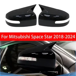 For Mitsubishi Space Star 2018-2024 Car Sticker Rearview Side Mirror Cover Wing Cap Exterior Door Rear View Case Trim Carbon