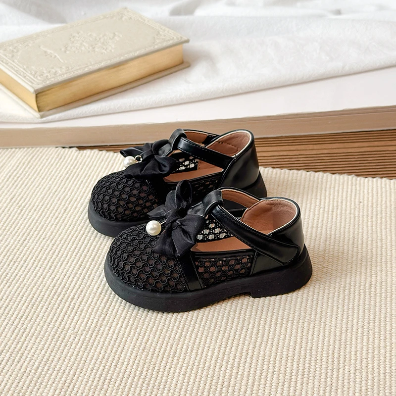 

2026 New Children Leather Shoes Mesh Breathable Girls Dress Shoes T-strap School Uniform Kids Party Mary Jane Shoes Thick Bottom