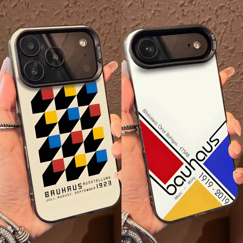 

Geometric Bauhaus Art Phone Case For iPhone 17,16,15,14,13,12,Pro,Max,Plus,E,SE4,Air,Mini Black IMD Box
