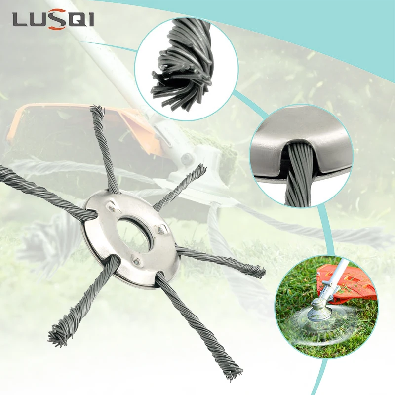 

LUSQI 8/9inch Steel Wire Wheel Head Upgraded Grass Trimmer Head Universal Weed Brush Removal Moss Rust Fit Gasoline Brushcutter