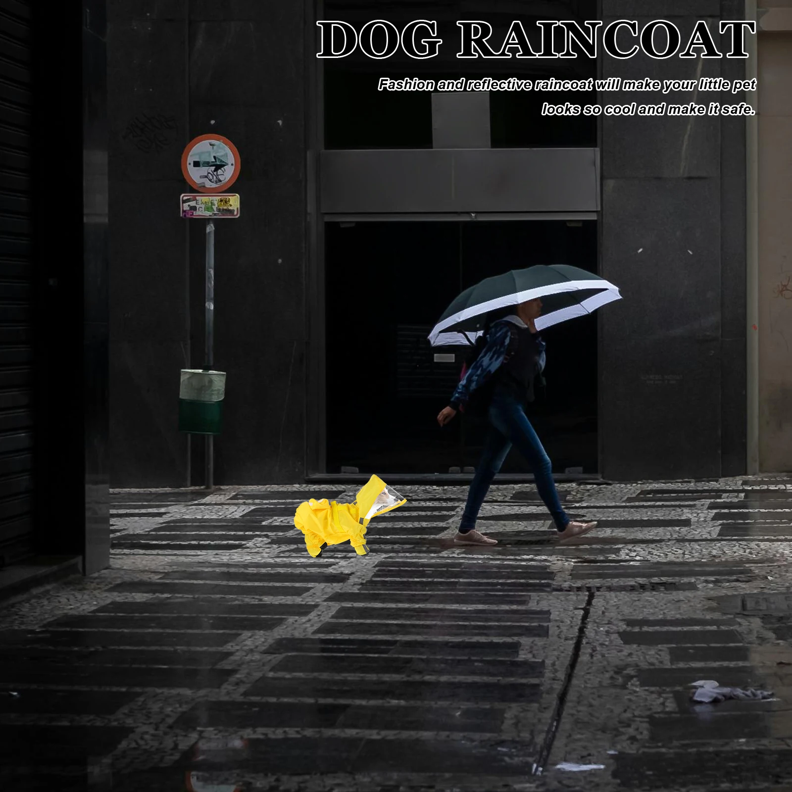 

Waterproof Dog Raincoat Small Medium Yellow Reflective Stylish Pet Raincoats Outdoor Polyester Puppy Rain for Dogs