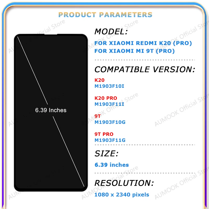 LCD Screen For Xiaomi Mi 9T Redmi K20 LCD Display Touch Screen Digitizer Assembly For Xiaomi Mi 9T Pro Redmi K20 Pro Repair Part