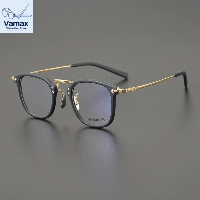 

Men Women Titanium Transparent Eyeglasses Frame Classic Prescription Blue Light Blocking Square Acetate Lens Myopia Glasses