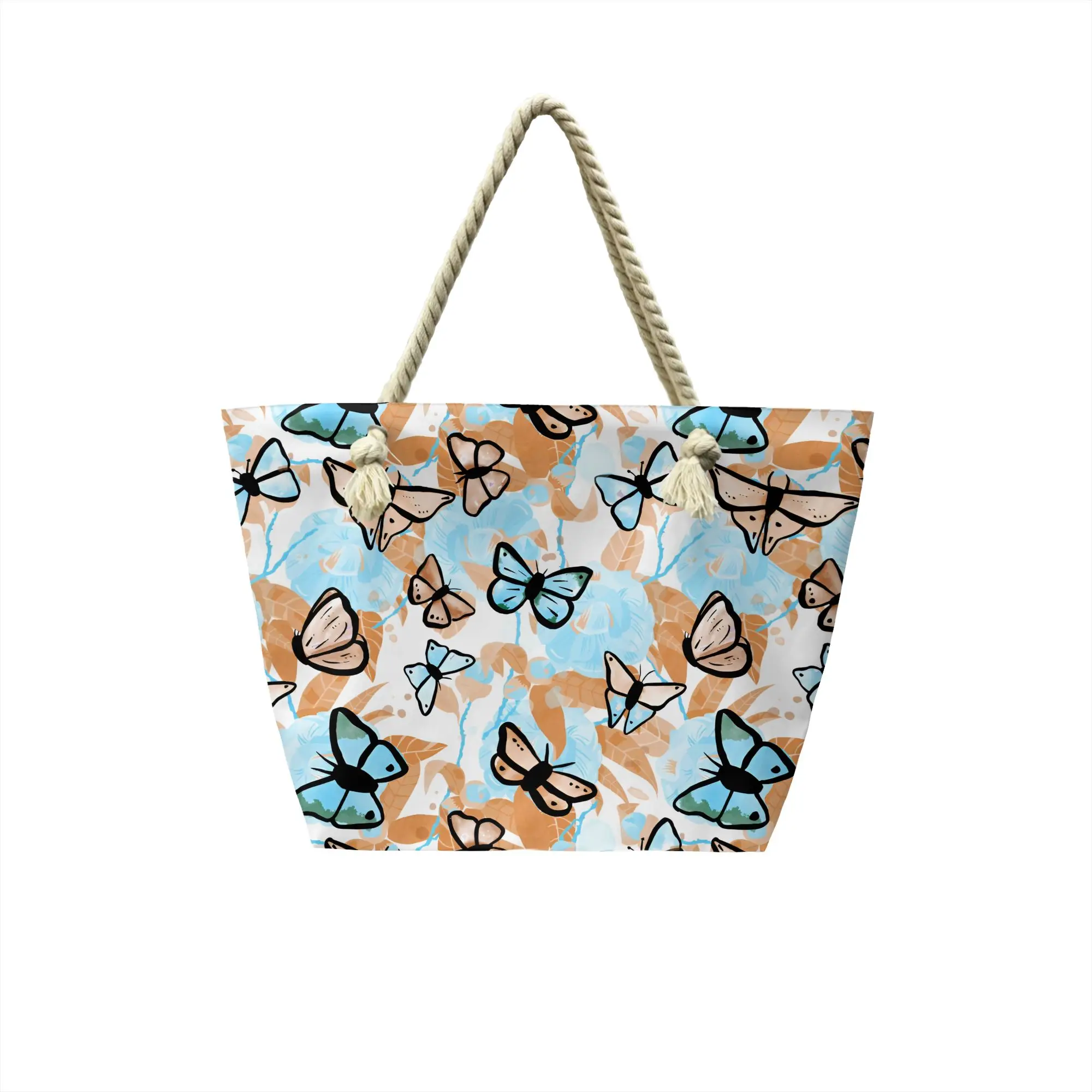 Butterfly Pattern Grocery Shopping Bags Cute Print Canvas Shopper Tote Shoulder Bags Large Capacity Durable  Handbag