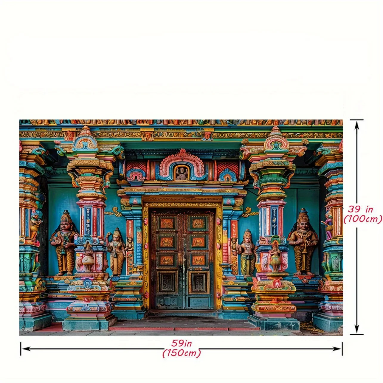 Kolorowe tło drzwi świątyni indyjskiej: idealne do dekoracji indyjskich urodzin, - odpowiednie na jesienne i zimowe festiwale