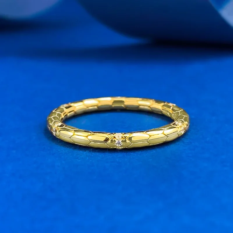 

2025 New S925 Silver Gold-plated Spirit Snake Tail Snake MinimalistLight LuxuryVersatilePlain Ring Jewelry
