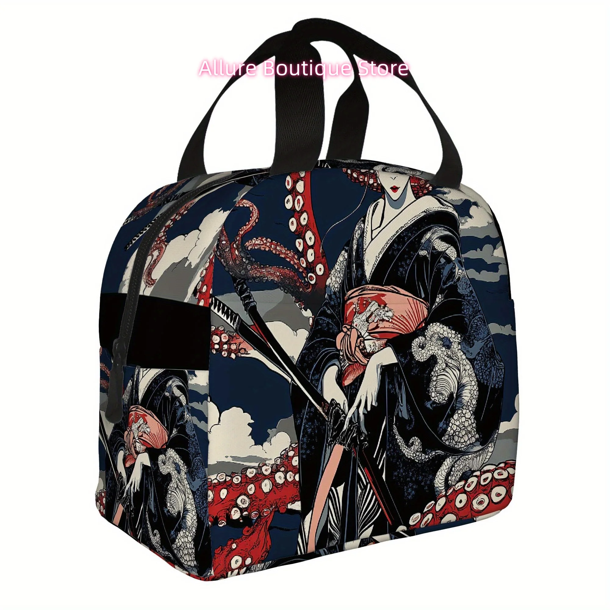1pc, Geisha Warrior with Tentacles Printed Thermal Bag, Insulation Bag, Insulated Bag. Not for Food Contact. Suitable for Home,