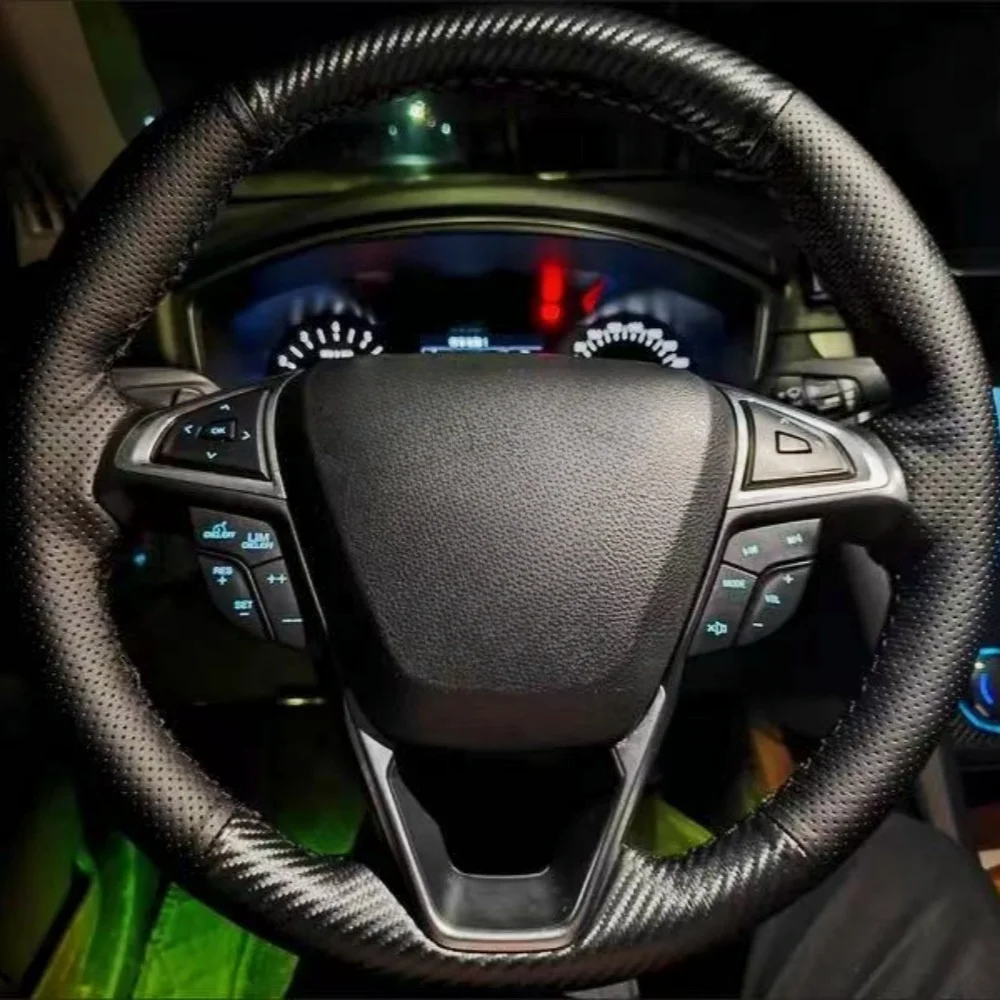 

Изготовленный на заказ оплетка на руль автомобиля, мягкий 100% подходит для Ford Edge 4dr SUV 2015-2017 Ford Fusion Sedan, автомобильные товары, накидка на руль