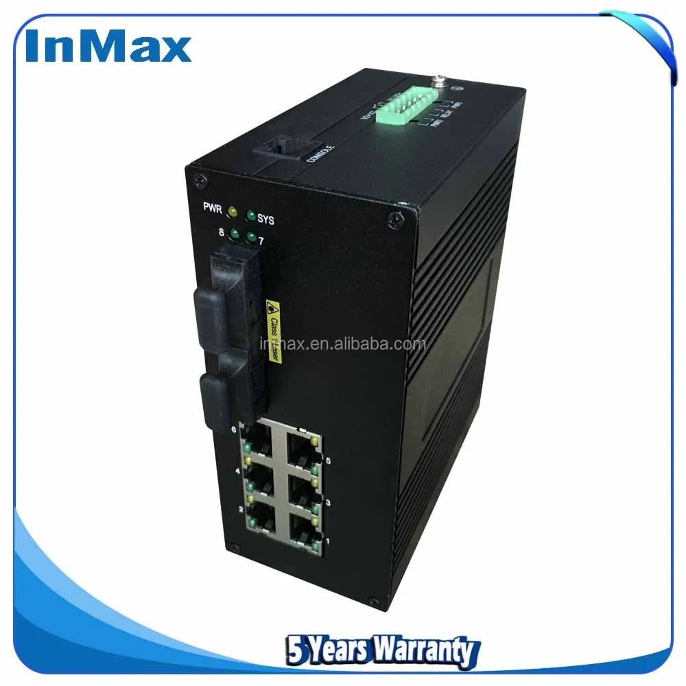 InMax Manufacturer Managed Network Switch, Layer 2 8 Port 100M Din-Rail IEC61850 Simple Optical Fiber Ethernet Switch I608A