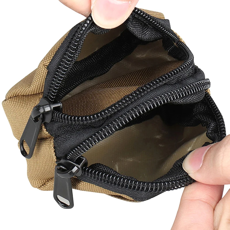 Nylon-Geldbörse mit doppeltem Reißverschluss, Herren-Outdoor-Beutel, leichte kleine Kartenhülle, Schlüssel-Aufbewahrung, Gürteltasche – Detail 4