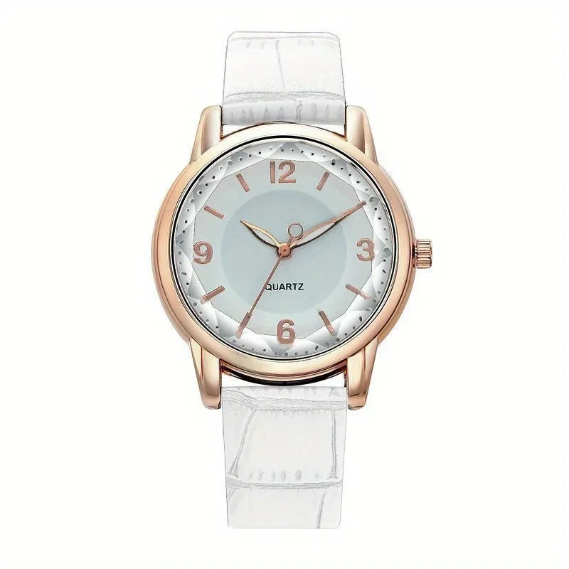 Casual Round Pointer Quartz Watch Ladies Fashion Analog PU Leather Wristwatch For Women Girls Students image 3