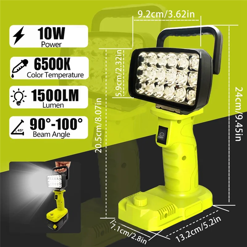 A03F-18 LED 작업 조명 휴대용 등불 캠핑 램프 토치 서치 라이트 손전등 스포트라이트 Ryobi 18V 리튬 배터리