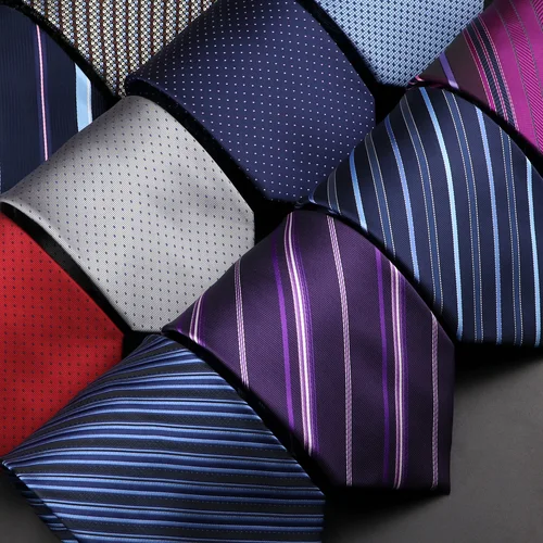 Imagen 1 del producto Nuevos corbatas finas de 9cm para hombre, corbatas de puntos a rayas azules, rojas y moradas para negocios formales, corbatas de lujo para fiesta de boda, regalo Gravatas