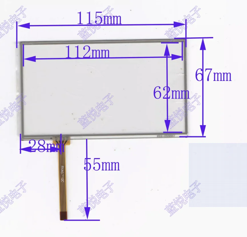 

5-inch four wire resistor touch external screen handwriting screen 115 * 67 visual 112 * 62 universal five inch touch screen