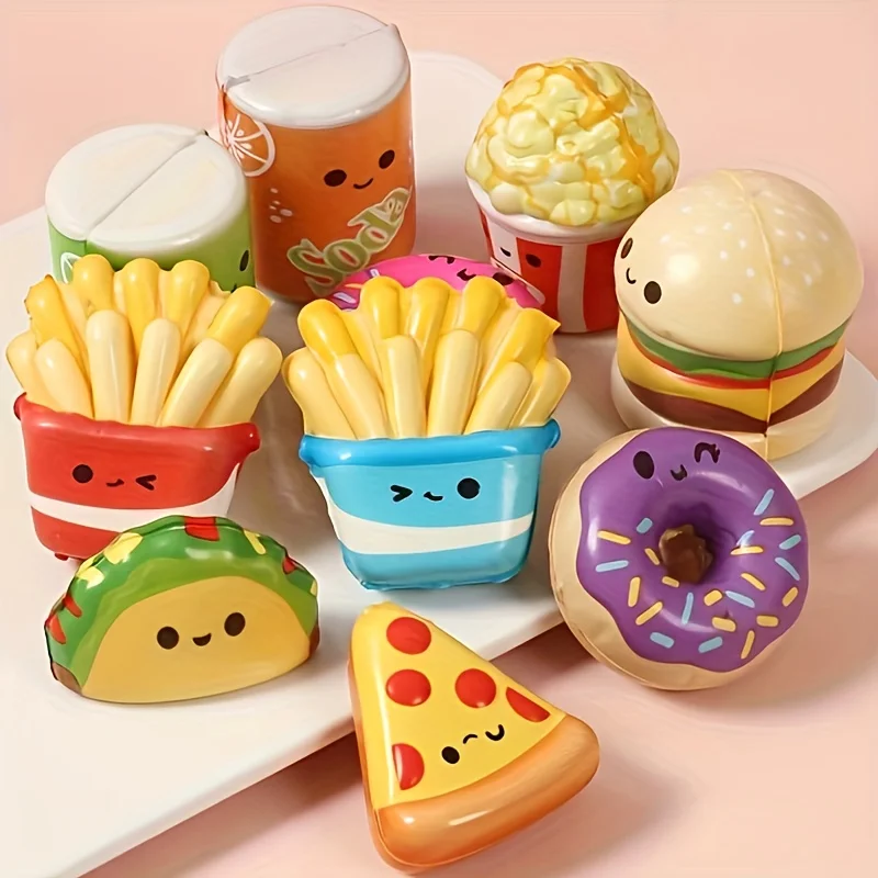 Juego de juguetes de comida rápida de 5/10/20/40 piezas, recuerdos para fiestas infantiles, regalos para el día de San Valentín, hamburguesa, donut, juguetes para niños y niñas, Chris