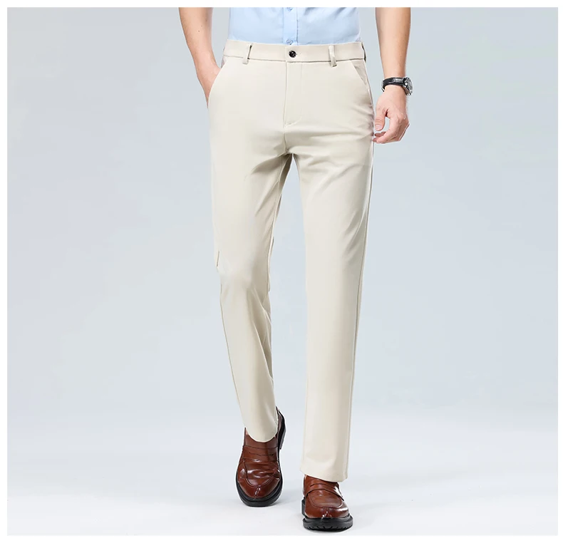29-42 männer Sommer Dünne Mode Business Casual Anzug Hosen Lange Hosen männer Elastische Gerade Hülse Formale hosen Plus Größe – Detail 31