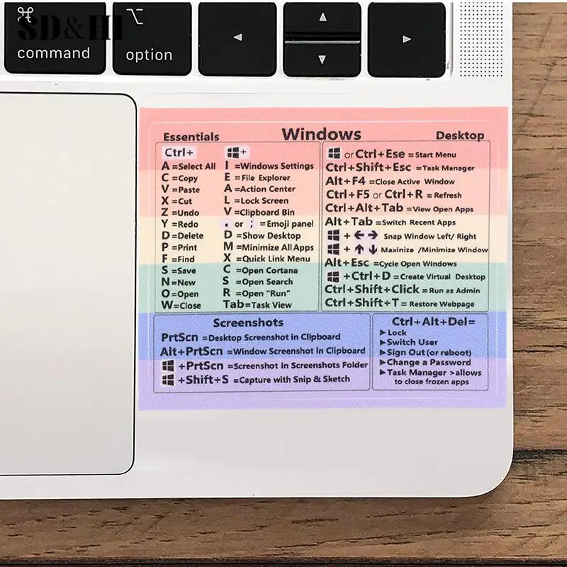 1pc Windows PC Referenz Tastatur Short cut Aufkleber Kleber für PC Laptop Desktop Regenbogen Cheat Sheet Aufkleber