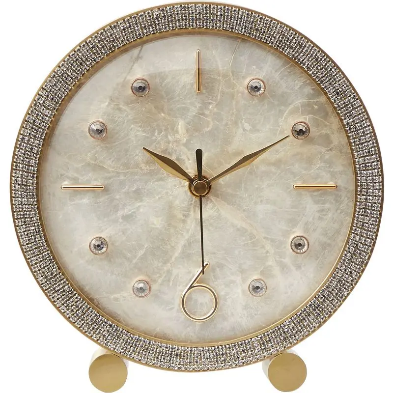 Brass shell desk clock desk table top, ornament silent bedside simple home desktop living room study bedroom