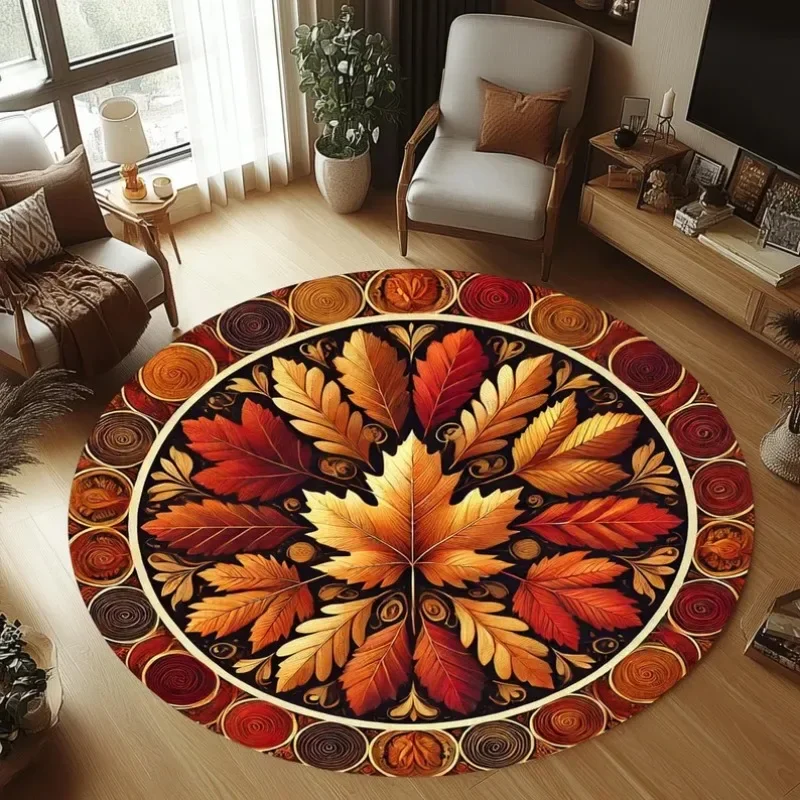 Round Botanical Wildflower Print Rug – Soft Pastel Boho Floral Carpet, Nature-Inspired Living Room & Bedroom Decor Floor Mat