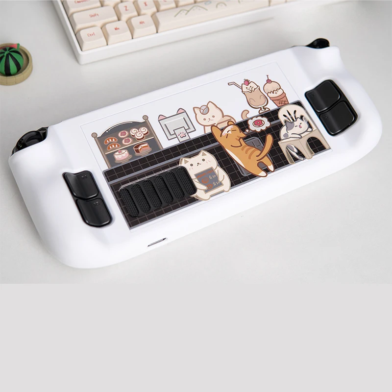 Newest Cafe Cat Rabbit Protective Case for Steam Deck Hard Shell Case Heat Dissipation Back Cover Game Console Accessories