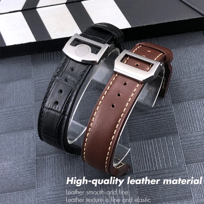 21mm 22mm Rivet Thick Cowhide Watch Strap for IWC IW3777 IW5009 Big Pilot Spitfire Le Petit Prince Genuine Leather Watchband