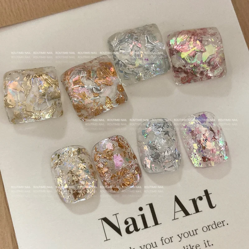 Nail Art argento rame Nail Flakes Glitter lamina d'oro lamina d'oro rosa paillettes foglia fiocco Paillette irregolari per Manicure Decor