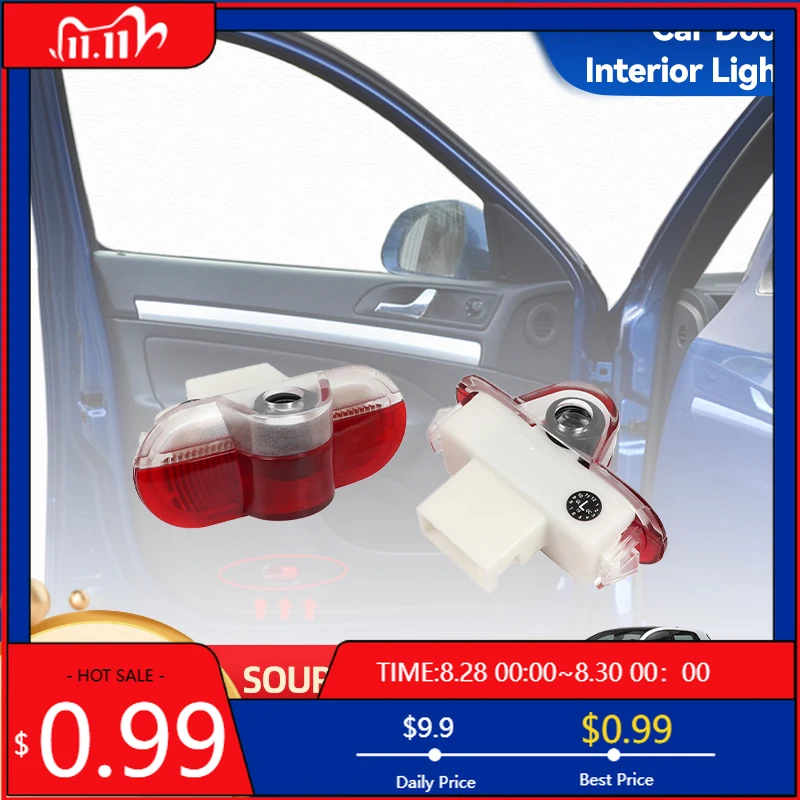 

2026 Новый для VW VOLKSWAGEN Автомобильный мусорный фонарь 2 шт. для VW Polo Caddy Bora Lavida Golf 3 4 MK3 MK4 Beetle Jetta Touran Светодиодный светильник для двери автомобиля