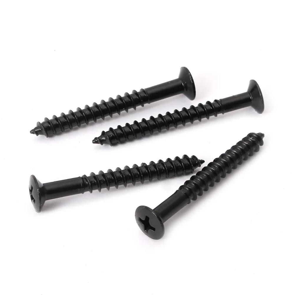 4 قطعة لوحة متينة تدوم طويلاً سهلة التركيب ملحقات سوداء للجيتار الرقبة لوحة الرقبة مسامير أجزاء الغيتار الملحقات