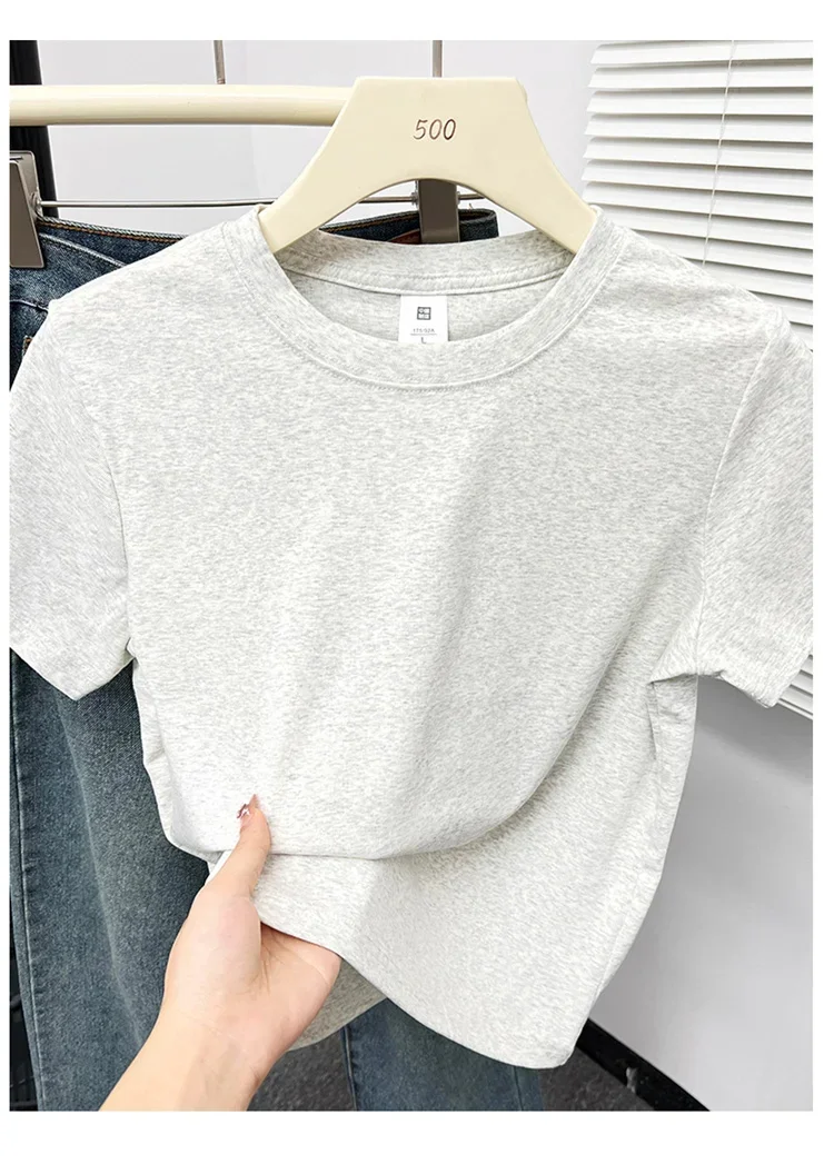 2026 Sommer Neue Hochwertige Lässige T-Shirts Sexy Kurzarm Modischer Trend Einfarbige Damenkleidung Y2k Tops – Detail 11