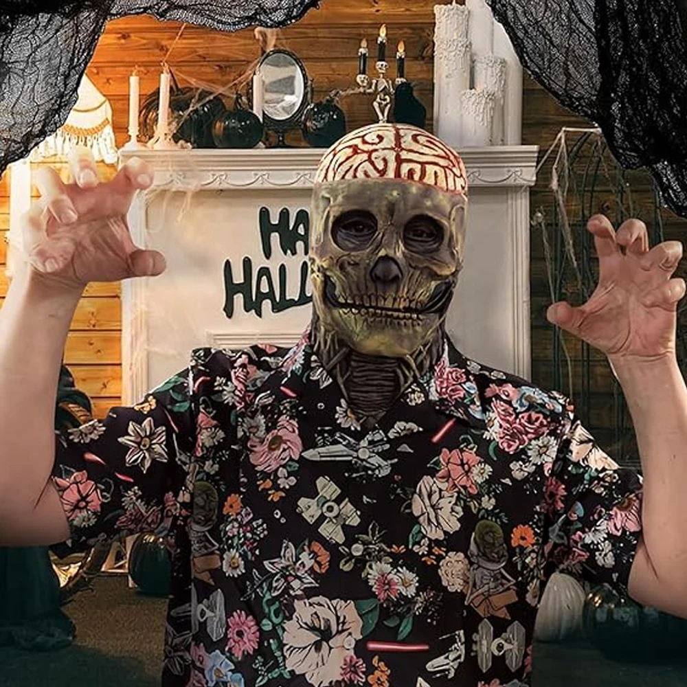 

Skeleton Zombie Mask Horror Theme Party Halloween Costume Headgear Scary Cosplay Party Prop Full Head Cover Carnival Accessory