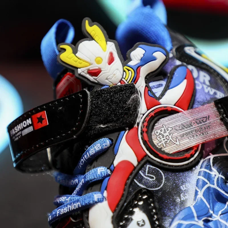 Obracanie guzików dziecięce trampki buty dziecięce kreskówkowe buty do biegania Anime lekkie podświetlane buty na zewnątrz na co dzień chłopięce