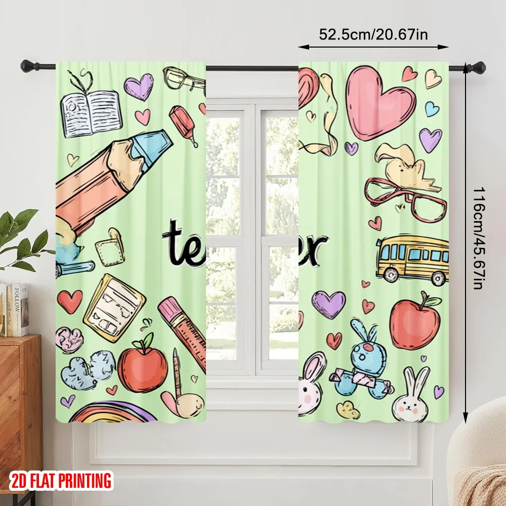 2pcs,2D plane printing Print Curtains On Transfers for Back Versatile Polyester Fabric (without rod) Decorations For Home Ldeal