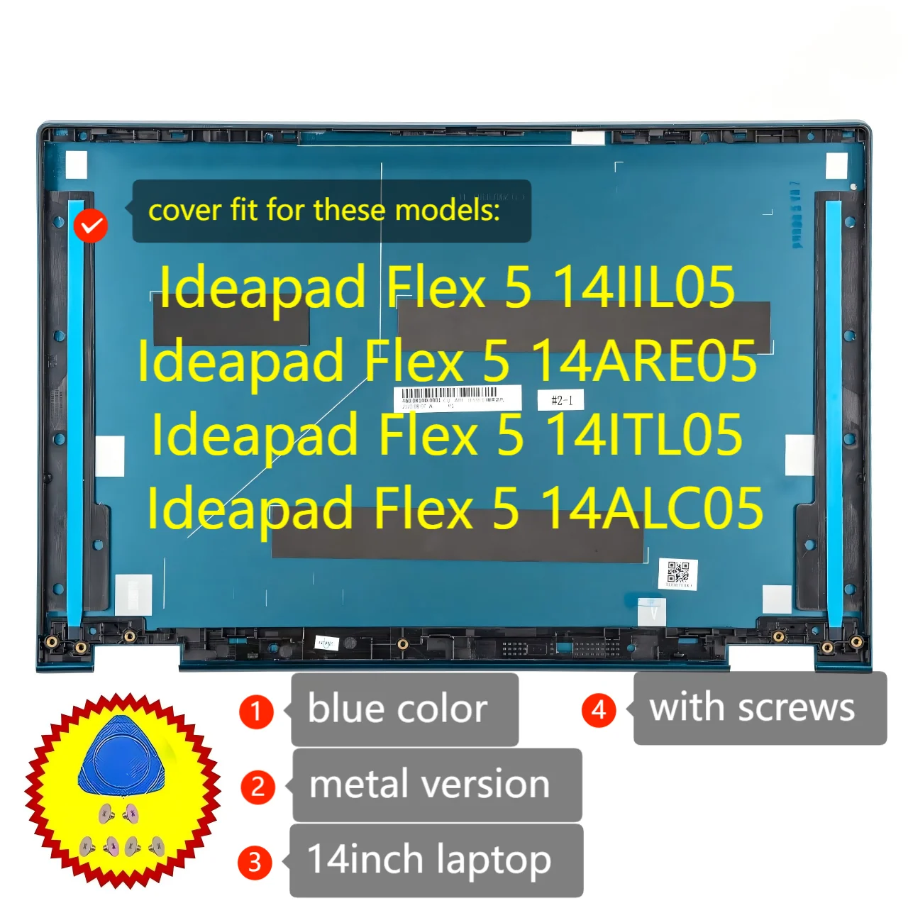 

НОВАЯ крышка для Ideapad Flex 5 14ALC05 14IIL05 5 14ARE05 14ITL05 Задняя крышка ЖК-дисплея Задняя верхняя крышка Детали Металлический корпус 14 дюймов с винтами