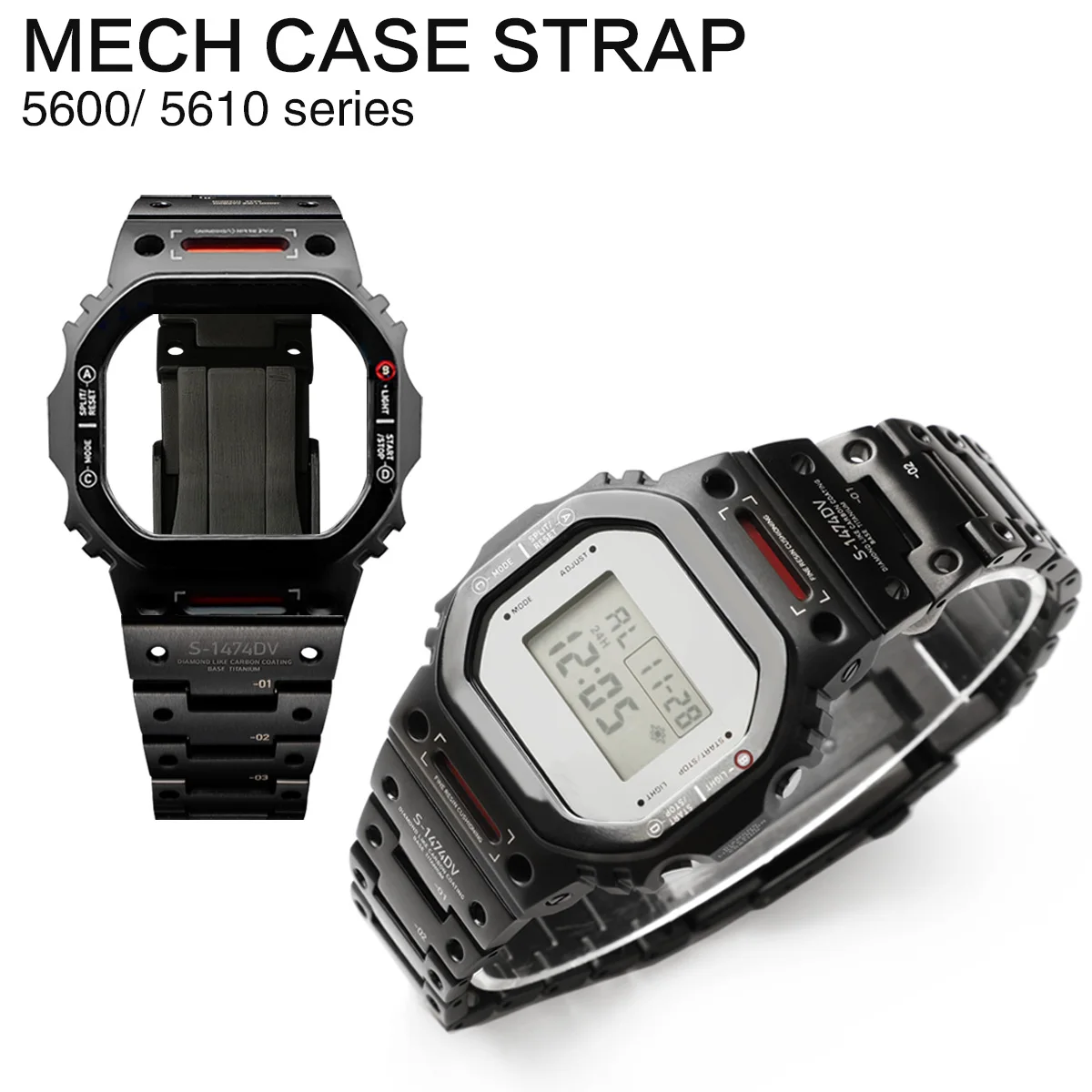 

DW5600 Mecha Mod Kit Корпус для часов из нержавеющей стали Металлический браслет подходит для DW-5600 GW-B5600 GB-5600 GW-M5610 G-5600 Часть часов