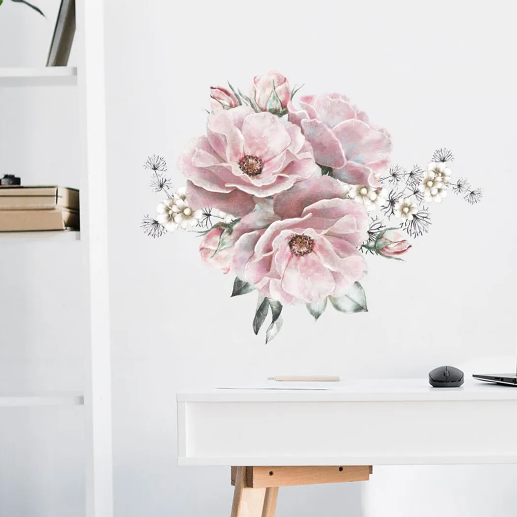Wall Wall Sticker Mural Peony Removable Room Sticker DIY Decal Decor Flower Living Room Brand New High Quality