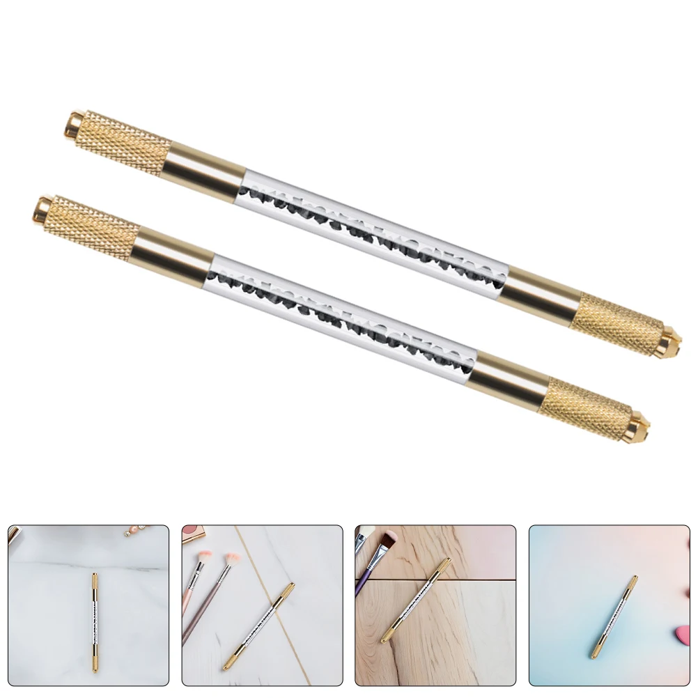 

2pcs Golden Dualended Eyebrow Tattoo Pen Stylish Firm Lightweight Portable Permanent Eyebrow Tattoo Pen Temporary Skin Tool