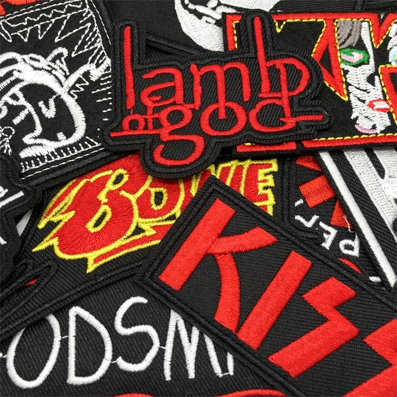 50pcs A Lot Mixed Iron on Patches for Clothing Jacket Jeans Embroidered Badges Clothes Stickers DIY Applique Band Rock Stripe