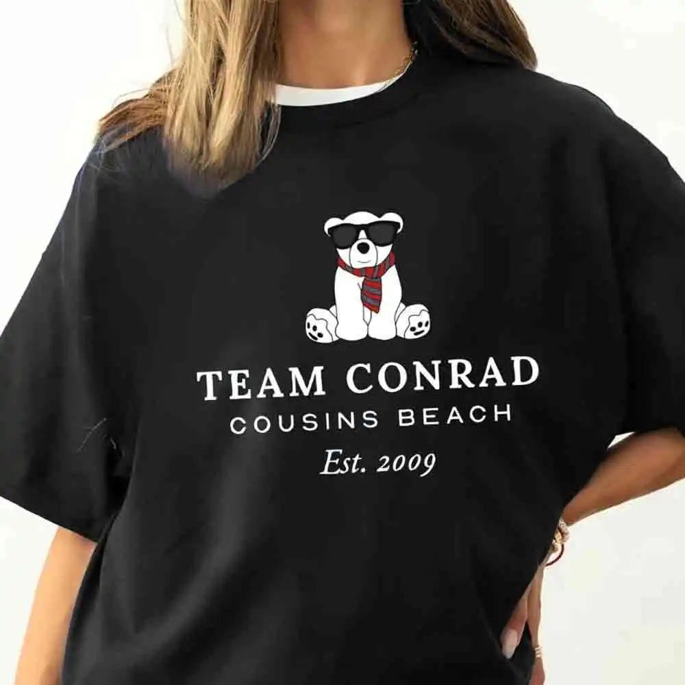 مؤسسة الشاطئ Team Conrad Junior Mint Bear Cousins. 2009 جرافيك تي شيرت الصيف تحولت جميلة 3 فيلم امرأة رجل القطن قميص #5