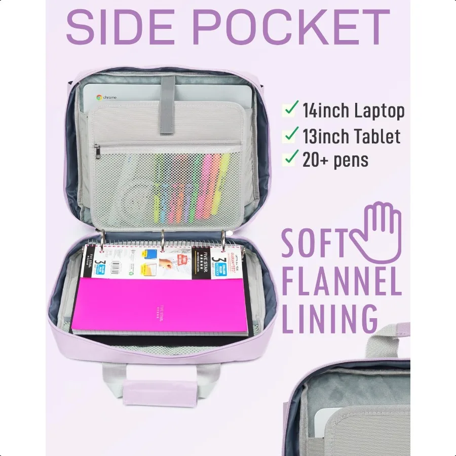 Сумка-переплет на молнии с 3 кольцами, ручкой и плечевым ремнем, большой карман для ноутбука 3 дюйма, расширяющаяся папка для файлов, 5 планшетов, школьная плата K