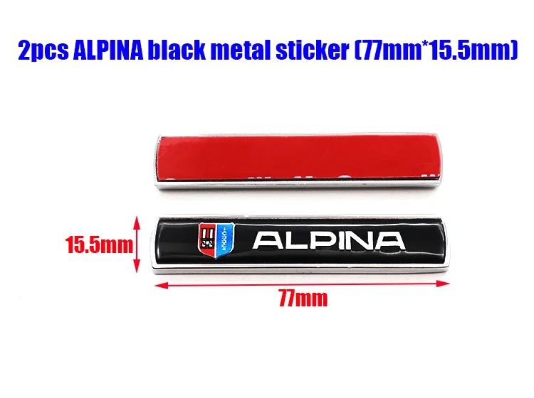 1pcs 3D ALPINA metal Car Front English logo Fender side sticker Rear Bumper tail door trunk sticker car rear Emblem Accessories